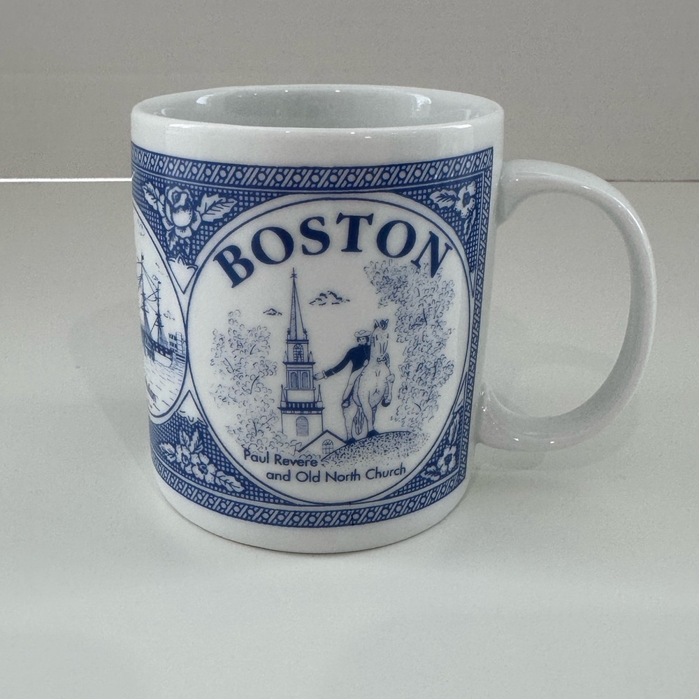 Boston Souvenir Mug - Blue and White